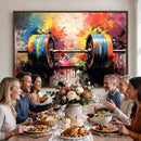 Weightlifting Barbell Art Triptych, Bold Abstract Fitness