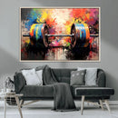 Weightlifting Barbell Art Triptych, Bold Abstract Fitness