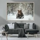 Grizzly Bear Wall Art – Framed Snowy Forest Canvas Artwork, by MyGreatCanvas | Canvas Wall Art Prints | Photo Prints & Wall Decor