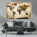World Map Wall Art – Antique Style Blue and Brown Map Canvas by MyGreatCanvas | Canvas Wall Art Prints | Photo Prints & Wall Decor