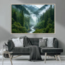 Mountain Forest River Canvas Wall Art Print - Serene Nature