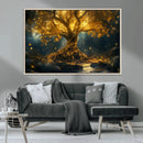 Golden Tree of Life Canvas Wall Art Print - Majestic Glowing