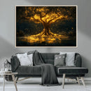 Golden Tree of Life Canvas Wall Art Print - Majestic Glowing