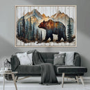 Rustic Grizzly 399 Bear and Mountain Wood Canvas Wall Art -