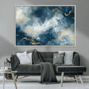 Large Abstract Print - Luxe Blue and Gold Abstract Canvas