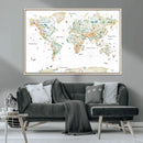 Animal World Map for Kids Room Decor