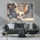 Abstract Blue and Gold Wall Art - Fluid Ink Artwork - Modern