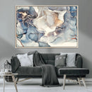 Abstract Blue and Gold Canvas Wall Art - Fluid Modern Ink