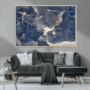 Large Abstract Blue and Gold Canvas Wall Art Fluid Ink