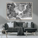 Black White Abstract Canvas Wall Art - Fluid Ink Artwork -