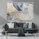 Large Abstract Blue and Gold Canvas Wall Art | Fluid Ink