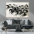 Abstract Horse Wall Art Canvas Print - Dynamic Black Ink