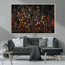 Dark Floral Canvas Wall Art - Moody Botanical Flower Print -
