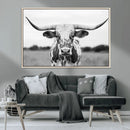 Highland Cow Wall Art Canvas Print – Black and White Western