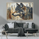 Rustic Wolf Wall Art Canvas Print – Vintage Woodland