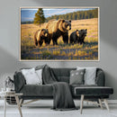 Grizzly Bear Family Wall Art Canvas Print – Majestic