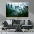Misty Forest Wall Art Canvas Print – Framed Foggy Mountain