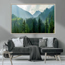 Misty Forest Mountain Wall Art Canvas Print – Framed Serene