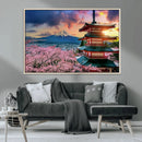 Mount Fuji Cherry Blossom Wall Art Canvas Print – Framed