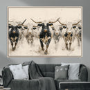 Texas Longhorn Wall Art – Framed Cattle Walking Canvas by MyGreatCanvas | Canvas Wall Art Prints | Photo Prints & Wall Decor