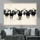 Texas Longhorn Wall Art – Framed Black White Cattle Canvas by MyGreatCanvas | Canvas Wall Art Prints | Photo Prints & Wall Decor