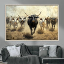 Texas Longhorn Wall Art – Framed Charging Cattle Canvas by MyGreatCanvas | Canvas Wall Art Prints | Photo Prints & Wall Decor