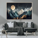 Moonlit Mountain Wall Art Canvas Print – Silhouetted Pines