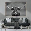 Texas Longhorn Wall Art Canvas Print – Framed Western Bull