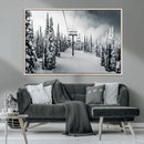Snowy Pines Wall Art Canvas Print – Framed Ski Lift Winter