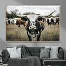 Texas Longhorn Wall Art – Framed Speckled Cow Canvas by MyGreatCanvas | Canvas Wall Art Prints | Photo Prints & Wall Decor