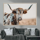 Texas Longhorn Wall Art – Framed Speckled Cow Canvas by MyGreatCanvas | Canvas Wall Art Prints | Photo Prints & Wall Decor