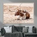 Texas Longhorn Wall Art Canvas Print – Framed Resting Bull by MyGreatCanvas | Canvas Wall Art Prints | Photo Prints & Wall Decor