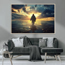 Jesus Walks Wall Art Canvas Print – Framed Divine Sunset by MyGreatCanvas | Canvas Wall Art Prints | Photo Prints & Wall Decor