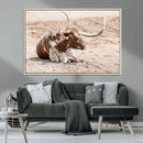 Texas Longhorn Wall Art Canvas Print – Framed Resting Bull by MyGreatCanvas | Canvas Wall Art Prints | Photo Prints & Wall Decor