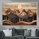 Wood Mountain Wall Art Canvas Print – Framed Boho Abstract