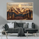 Wood Mountain Landscape Wall Art Canvas Print – Framed
