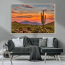 Saguaro Cactus Wall Art Canvas Print – Framed Arizona Sunset