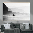 Surfer Beach Wall Art – Framed Black White Ocean Canvas by MyGreatCanvas | Canvas Wall Art Prints | Photo Prints & Wall Decor