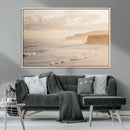 Misty Coastal Wall Art Canvas Print – Framed Golden Sunset by MyGreatCanvas | Canvas Wall Art Prints | Photo Prints & Wall Decor