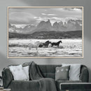Wild Horses Wall Art – Framed Black White Mountain Canvas by MyGreatCanvas | Canvas Wall Art Prints | Photo Prints & Wall Decor
