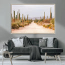 Desert Cactus Lined Road Wall Art Canvas Print – Framed by MyGreatCanvas | Canvas Wall Art Prints | Photo Prints & Wall Decor