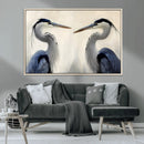 Blue Heron Pair Wall Art Canvas Print – Framed Coastal Bird