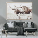 Longhorn Wall Art Canvas Print – Framed Western Cow Rustic