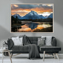 Mountain Sunset Wall Art Canvas Print – Framed Alpine
