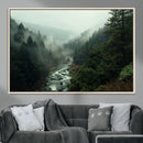 Misty Forest Wall Art Canvas Print – Framed Foggy River