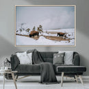 Bison Wildlife Wall Art Canvas Print – Framed Snowy Prairie