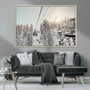 Frosty Pines Wall Art Canvas Print – Framed Cozy Cabin Ski
