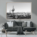 Saguaro Cactus Wall Art Canvas Print – Framed Monochrome
