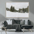 Frosty Pines Wall Art Canvas Print – Framed Silent Snowfall