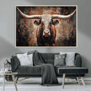 Rustic Longhorn Bull Wall Art Canvas Print – Vintage Western by MyGreatCanvas | Canvas Wall Art Prints | Photo Prints & Wall Decor